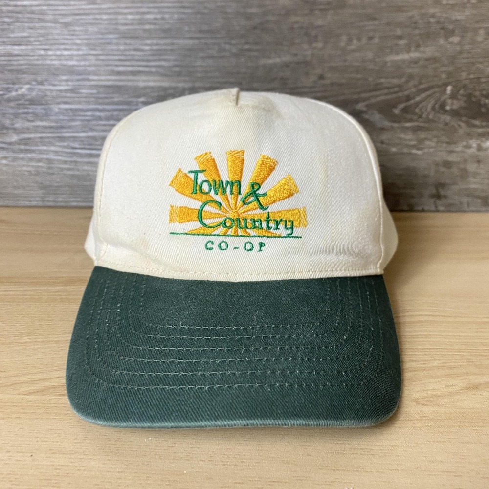 VINTAGE Town & Country Co-Op Hat Cap Snap Back Trucker Embroidered Mens 90s